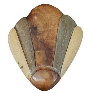 Vintage Pin Brooch Wood Woodworking Handcrafted Artisan Fluor de Lei Theme